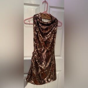 Pretty Little Thing- Sequin Gold Dress